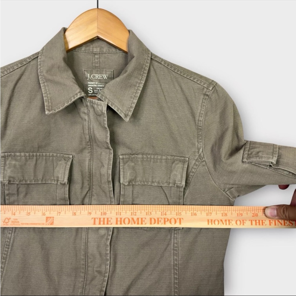 J Crew Women's Utility Cargo Safari Jacket Sz Small Green Military Field Y2K VTG - Picture 11 of 12